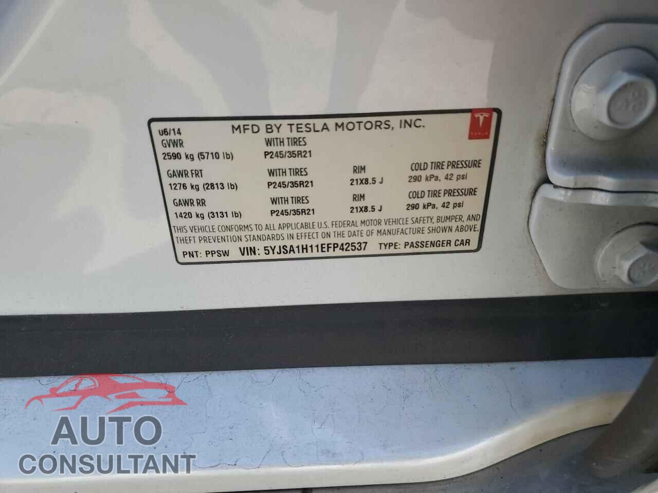 TESLA MODEL S 2014 - 5YJSA1H11EFP42537