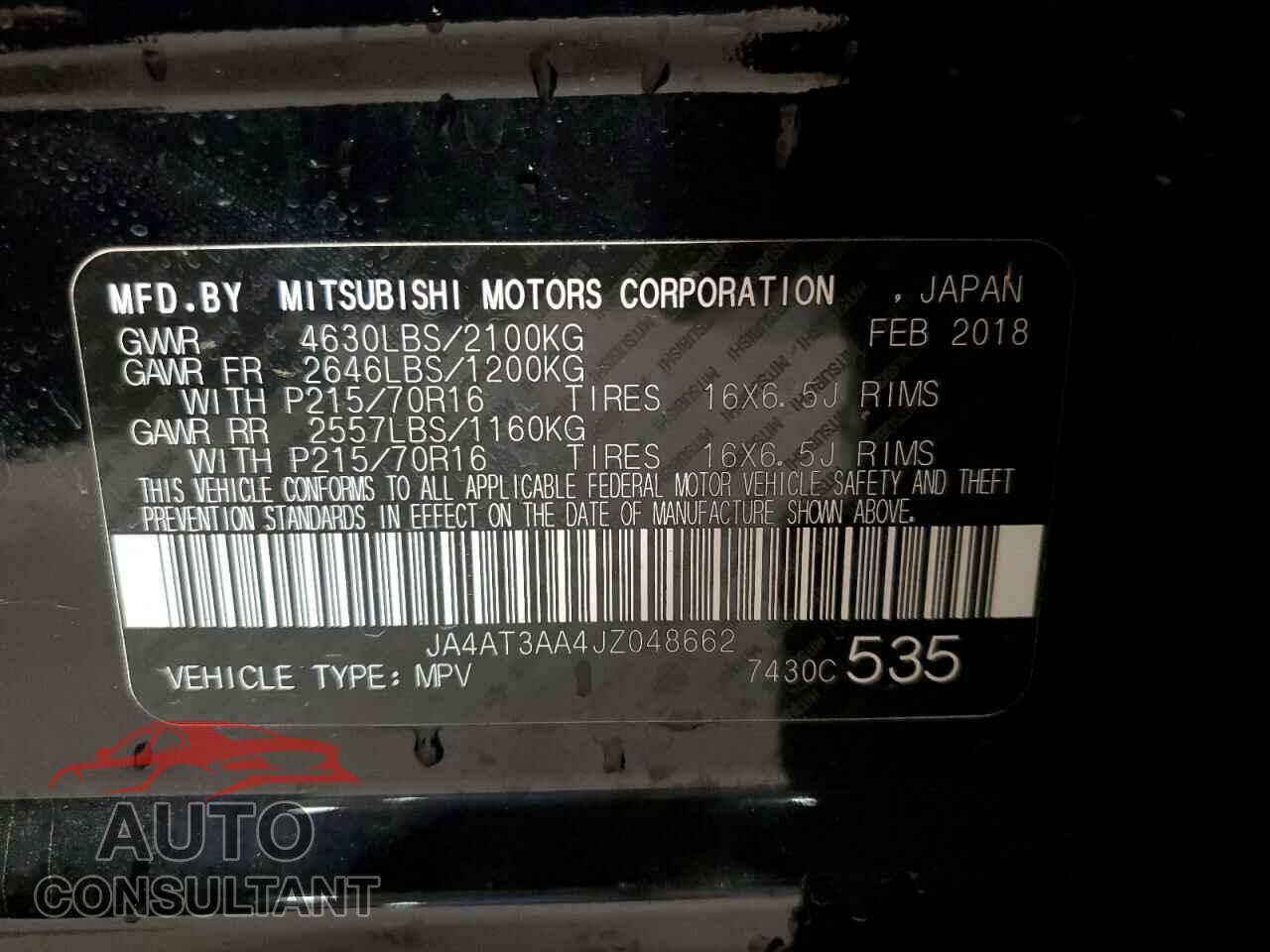 MITSUBISHI ECLIPSE 2018 - JA4AT3AA4JZ048662