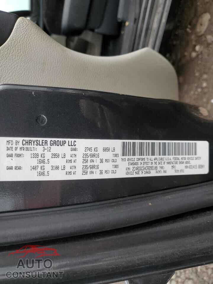 DODGE CARAVAN 2012 - 2C4RDGCG4CR295109
