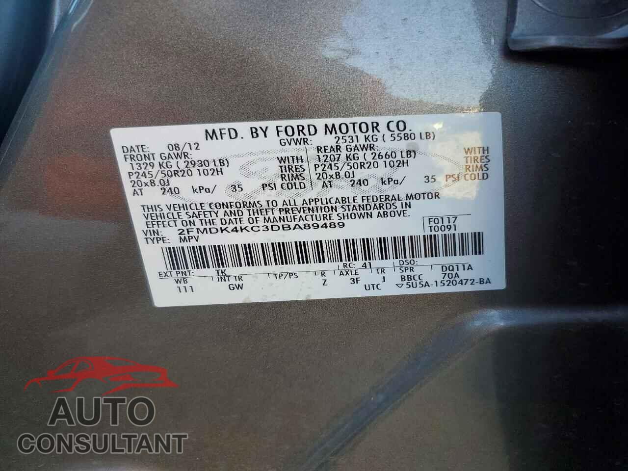 FORD EDGE 2013 - 2FMDK4KC3DBA89489