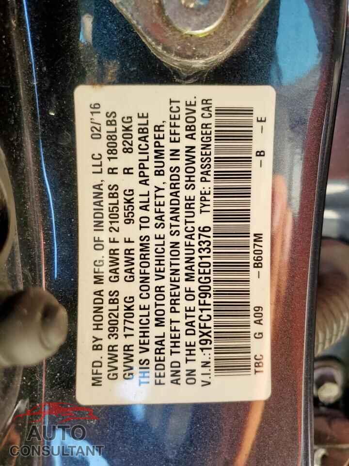 HONDA CIVIC 2016 - 19XFC1F90GE013376