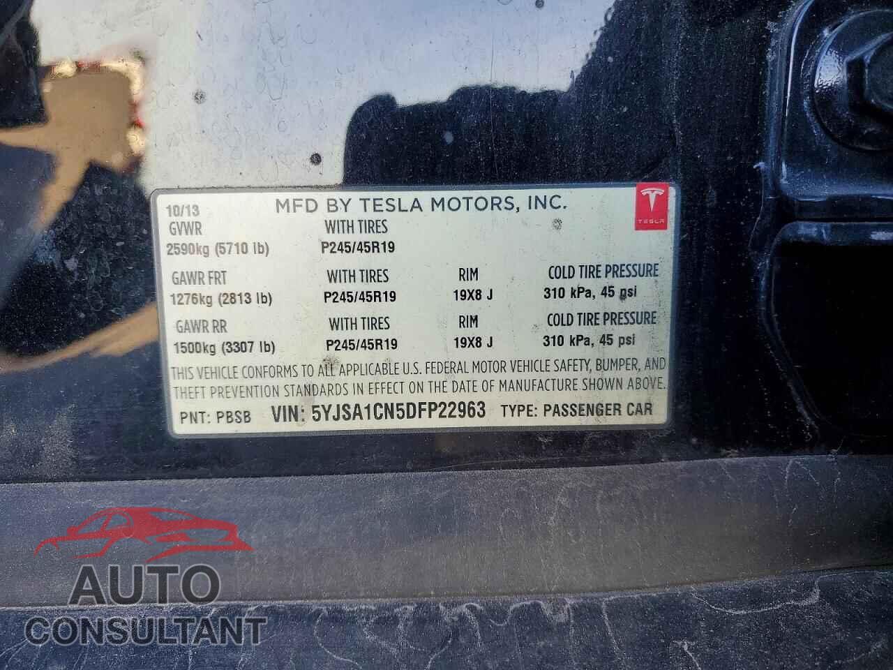 TESLA MODEL S 2013 - 5YJSA1CN5DFP22963