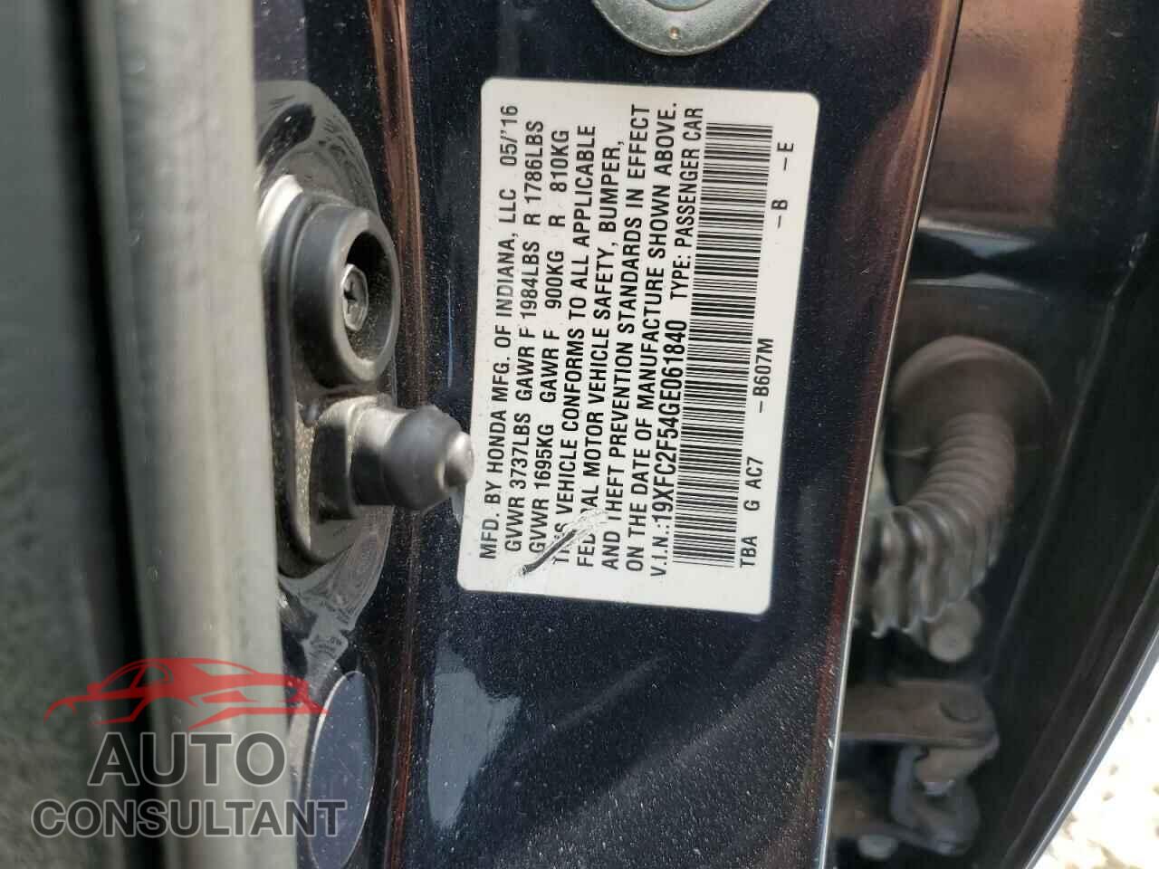 HONDA CIVIC 2016 - 19XFC2F54GE061840