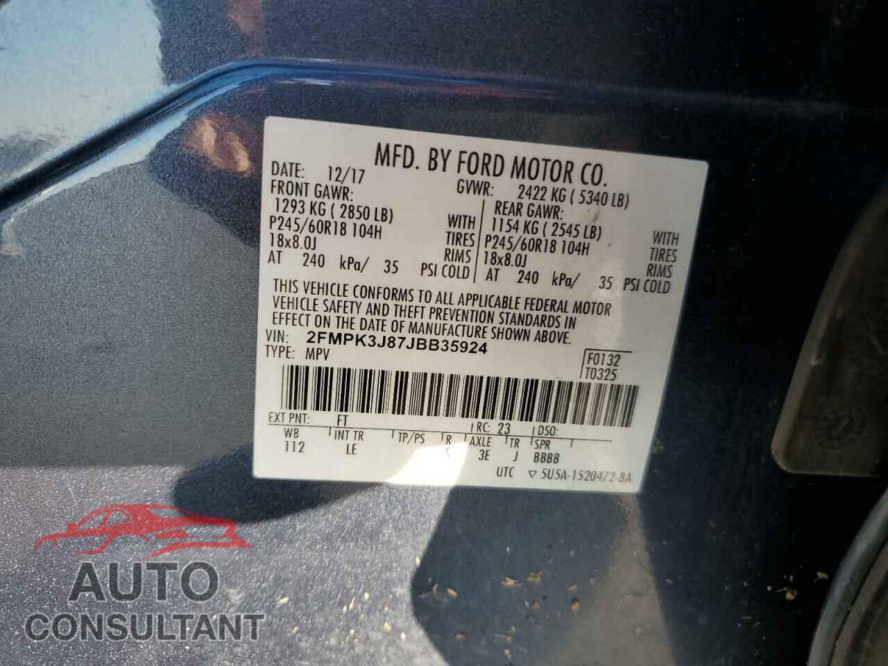 FORD EDGE 2018 - 2FMPK3J87JBB35924