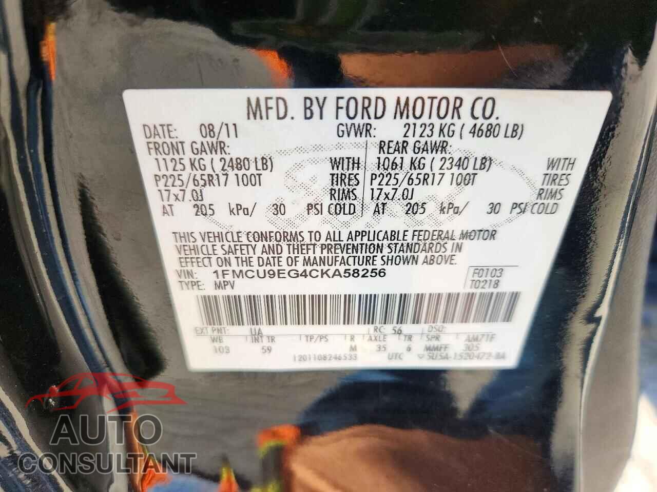 FORD ESCAPE 2012 - 1FMCU9EG4CKA58256