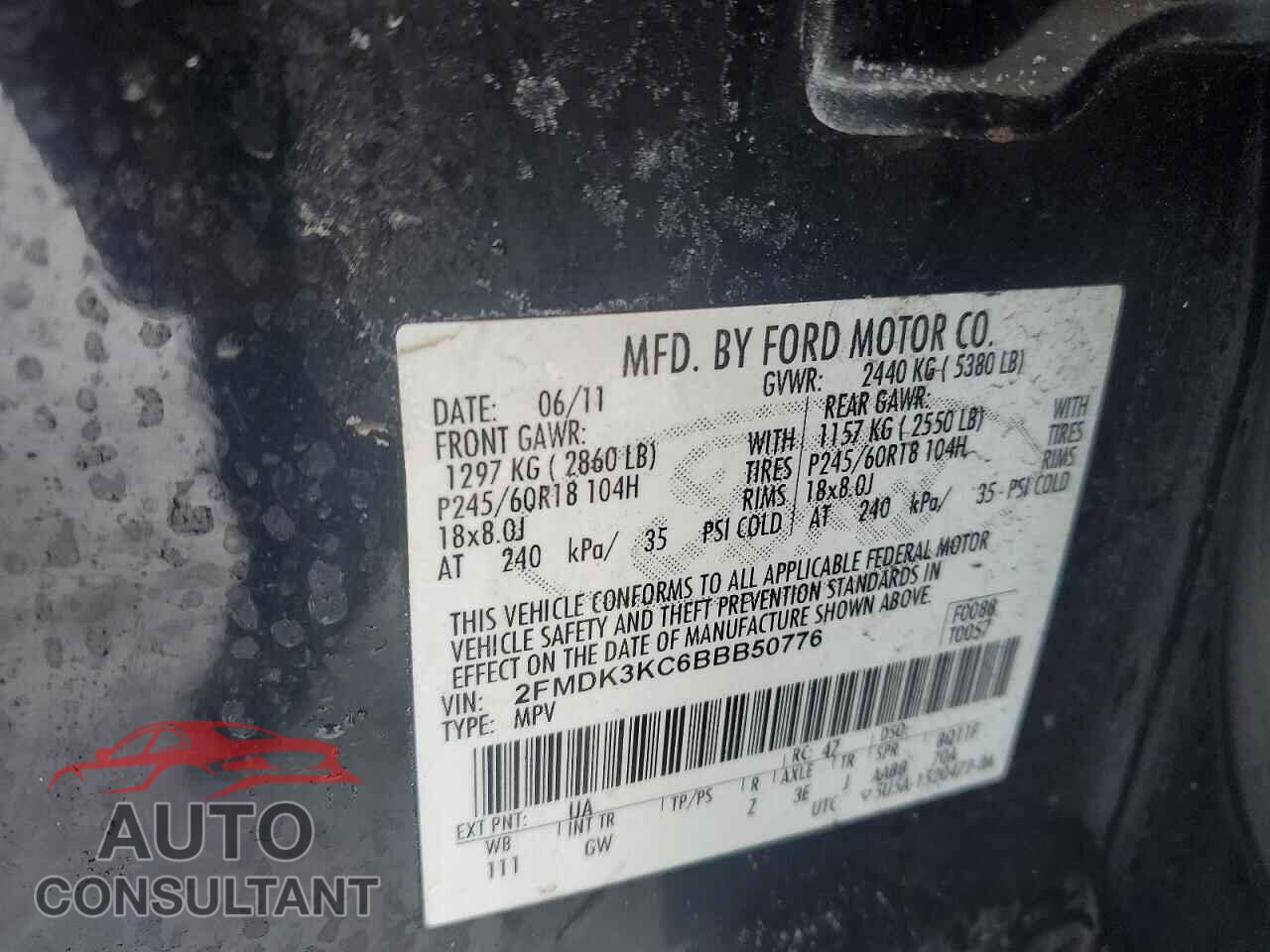 FORD EDGE 2011 - 2FMDK3KC6BBB50776