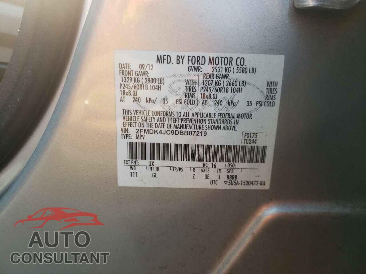 FORD EDGE 2013 - 2FMDK4JC9DBB07219