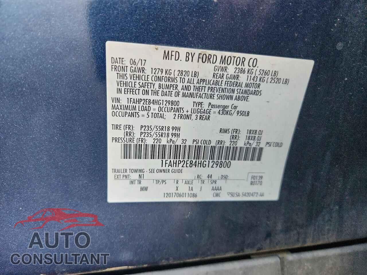 FORD TAURUS 2017 - 1FAHP2E84HG129800