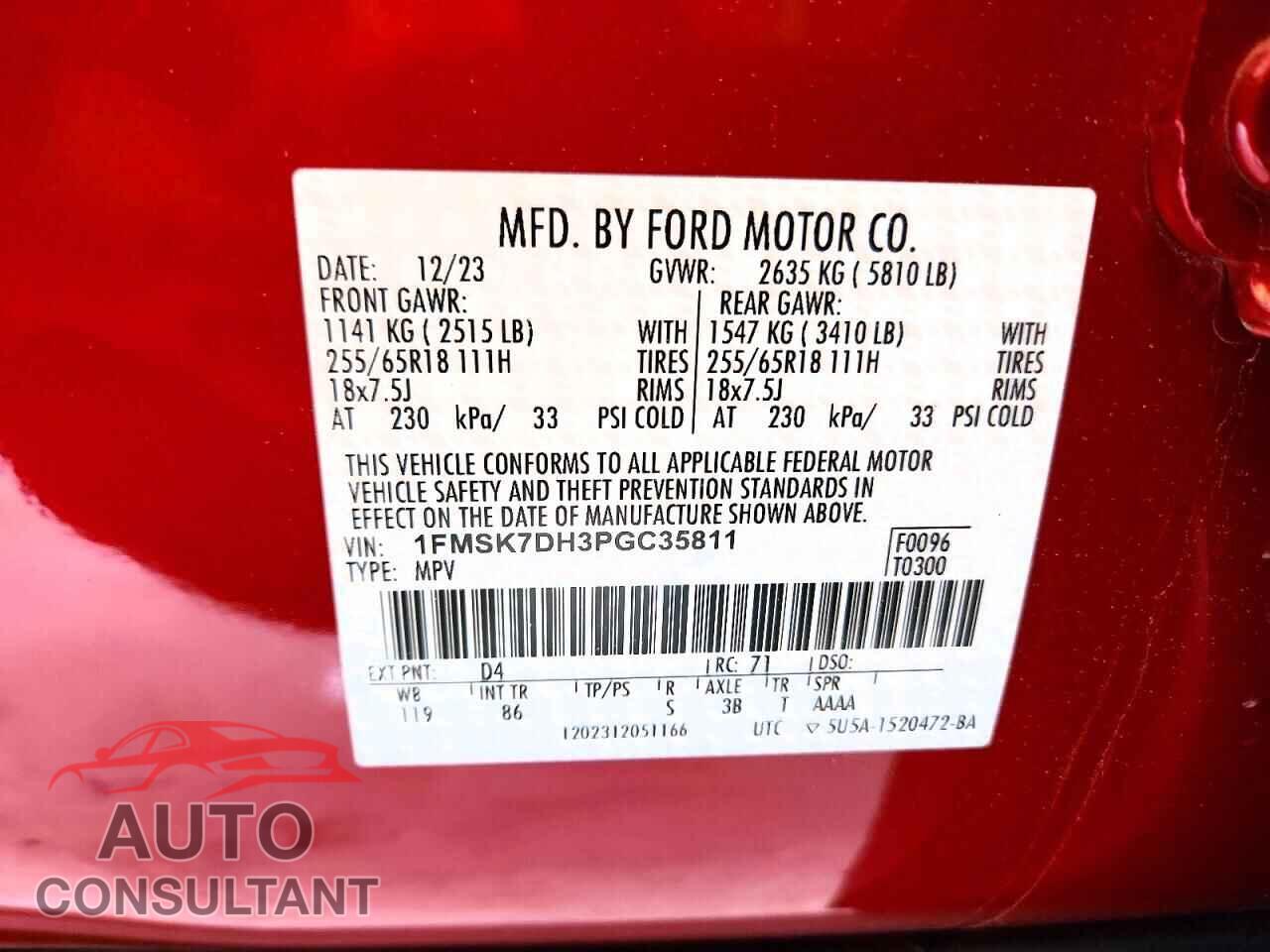 FORD EXPLORER 2023 - 1FMSK7DH3PGC35811