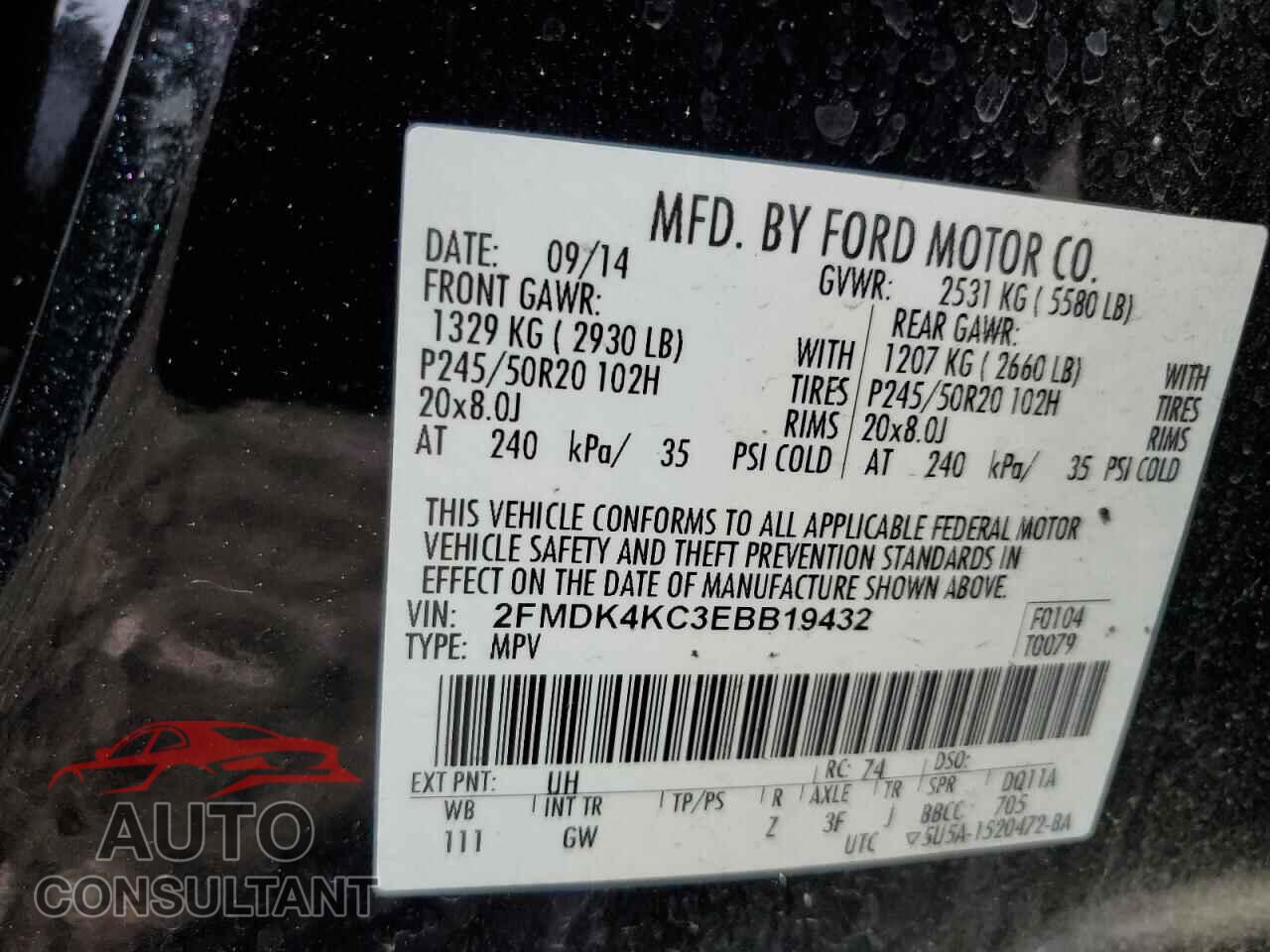 FORD EDGE 2014 - 2FMDK4KC3EBB19432