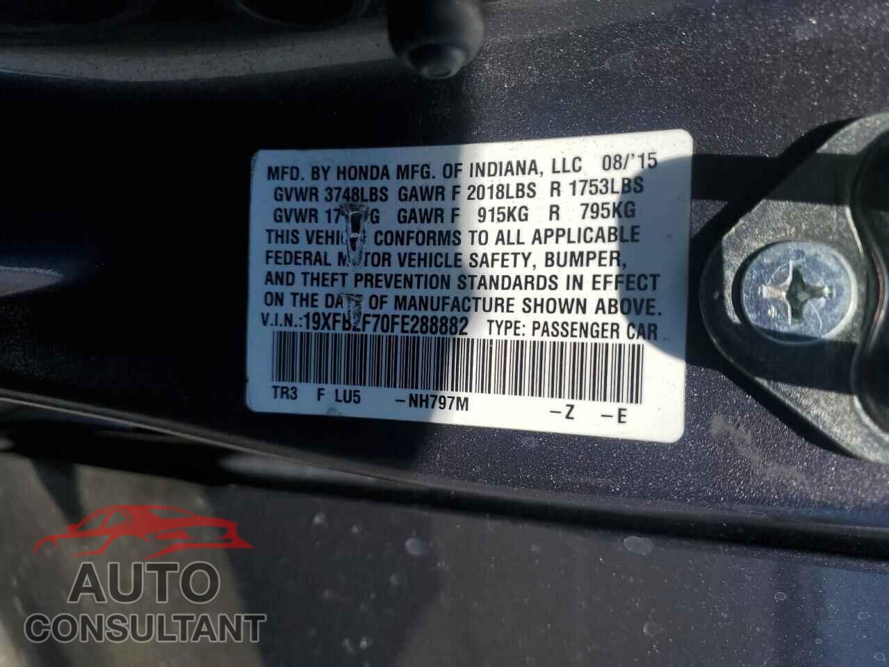 HONDA CIVIC 2015 - 19XFB2F70FE288882