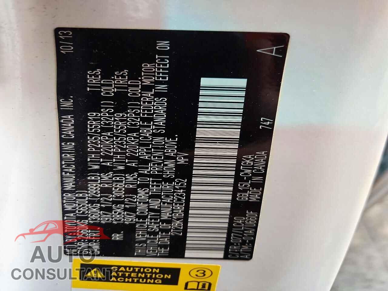 LEXUS RX350 2014 - 2T2BK1BA8EC234152