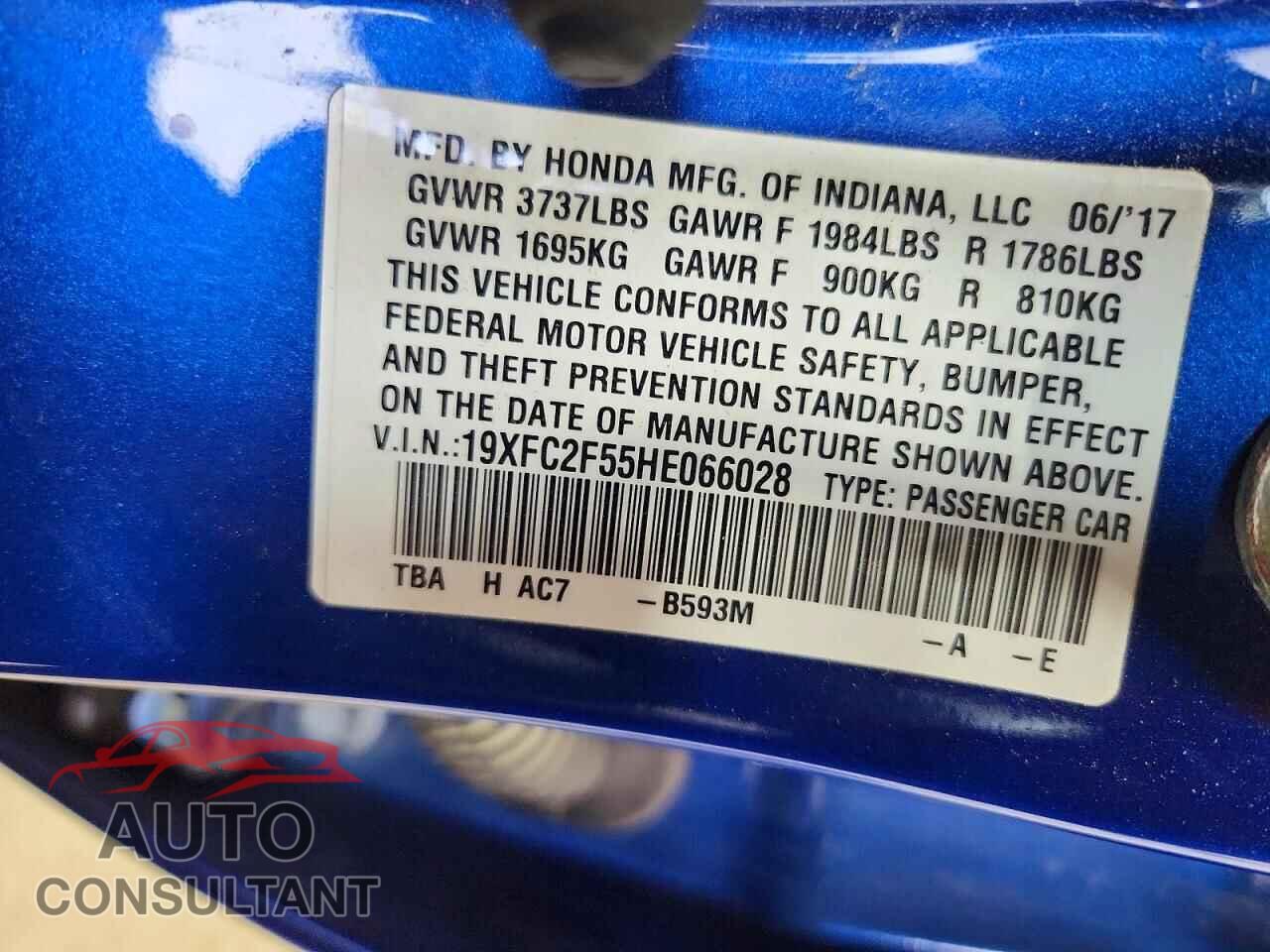 HONDA CIVIC 2017 - 19XFC2F55HE066028