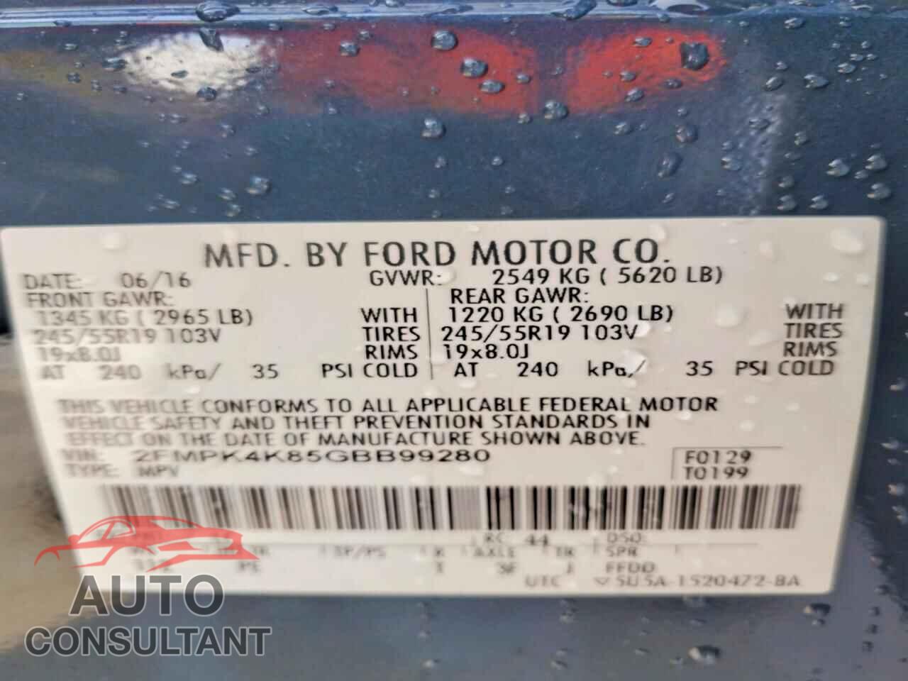 FORD EDGE 2016 - 2FMPK4K85GBB99280