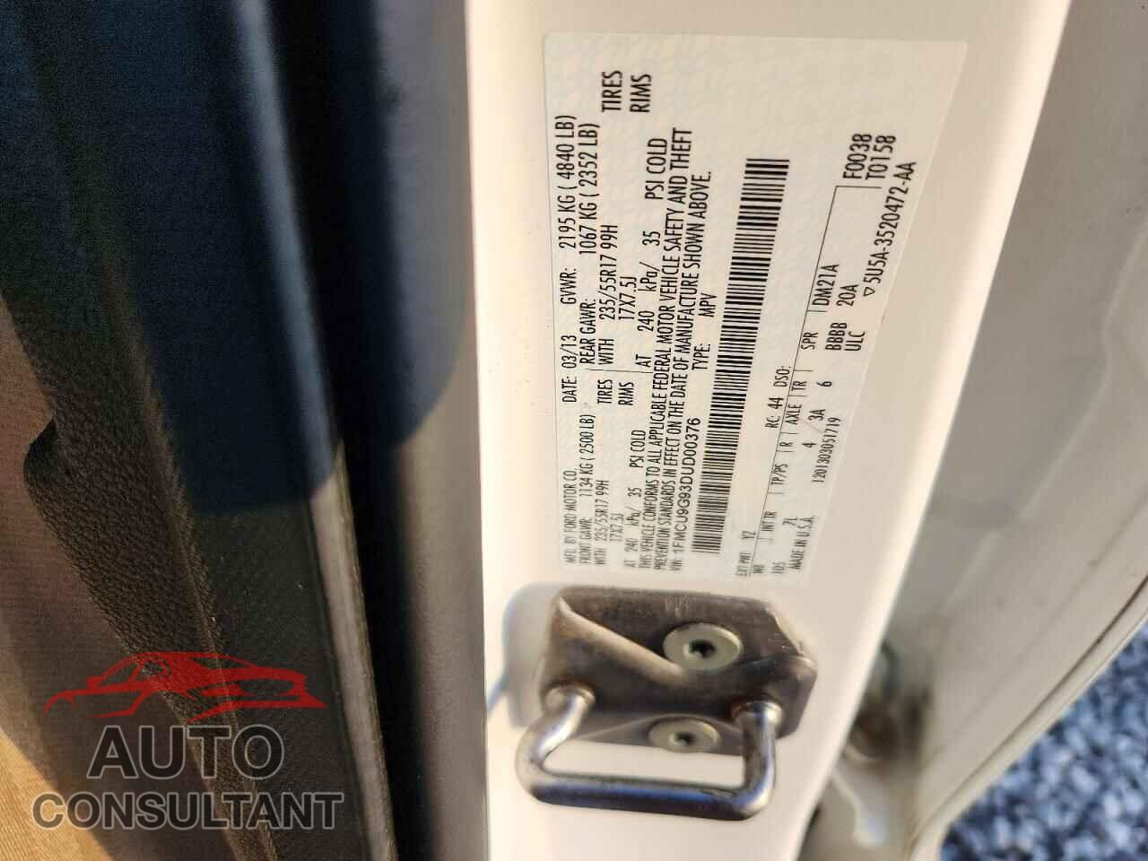 FORD ESCAPE 2013 - 1FMCU9G93DUD00376