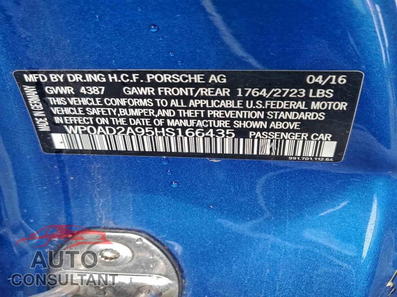 PORSCHE 911 2017 - WP0AD2A95HS166435