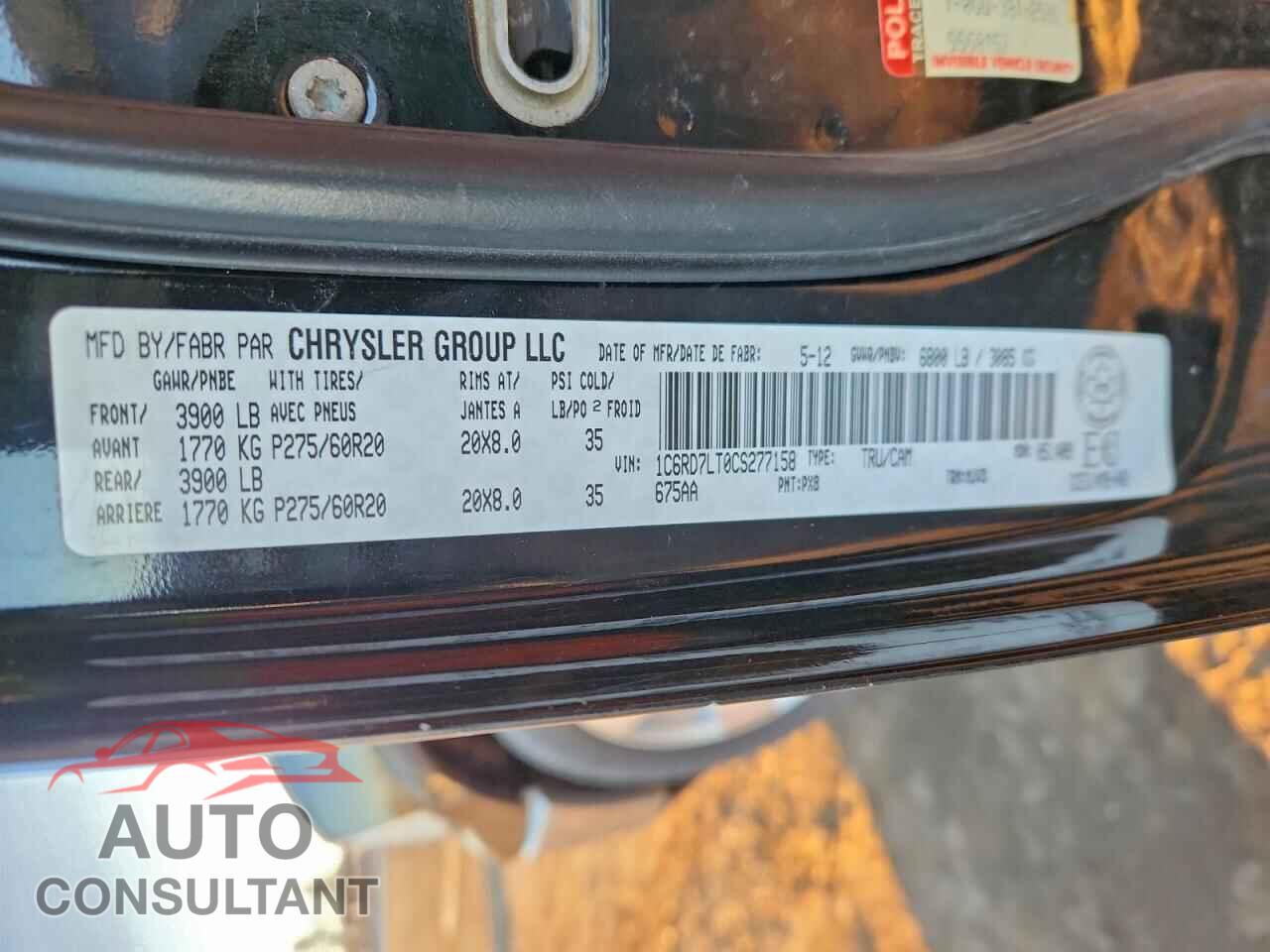 DODGE RAM 1500 2012 - 1C6RD7LT0CS277158