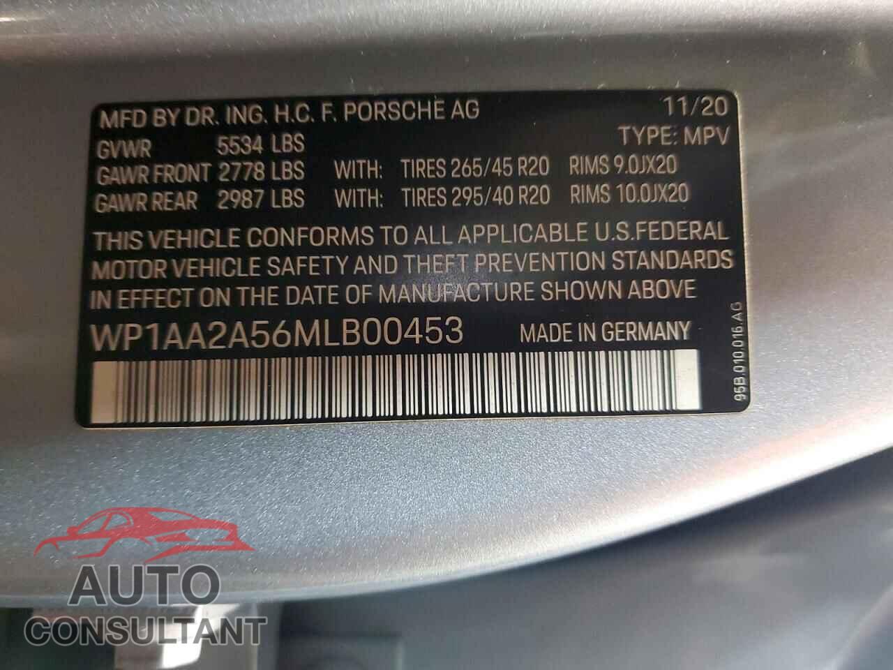 PORSCHE MACAN 2021 - WP1AA2A56MLB00453