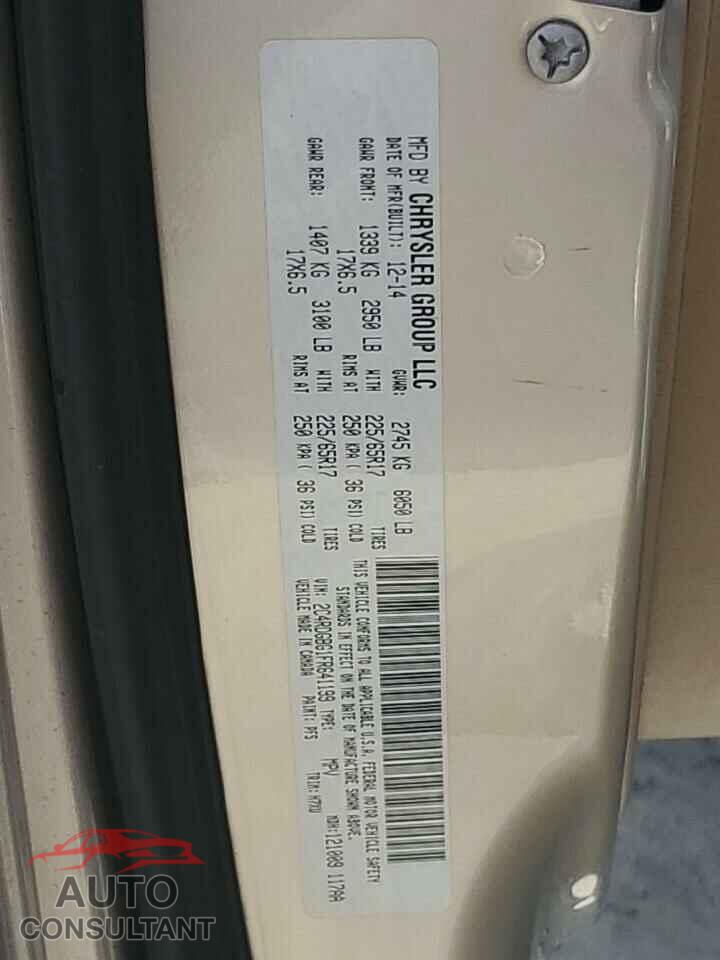 DODGE CARAVAN 2015 - 2C4RDGBG1FR641199