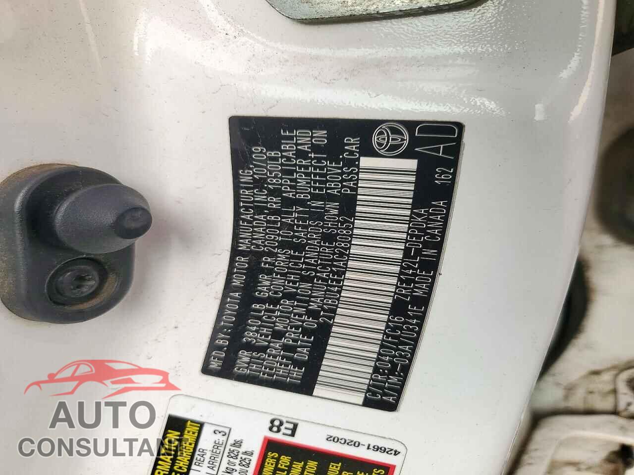 TOYOTA COROLLA 2010 - 2T1BU4EE1AC280852