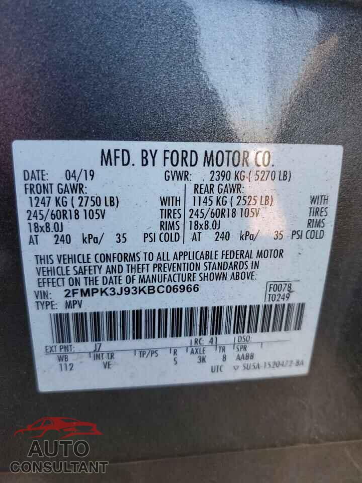 FORD EDGE 2019 - 2FMPK3J93KBC06966