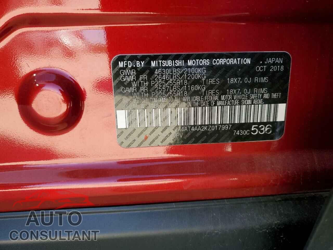 MITSUBISHI ECLIPSE 2019 - JA4AT4AA2KZ017997