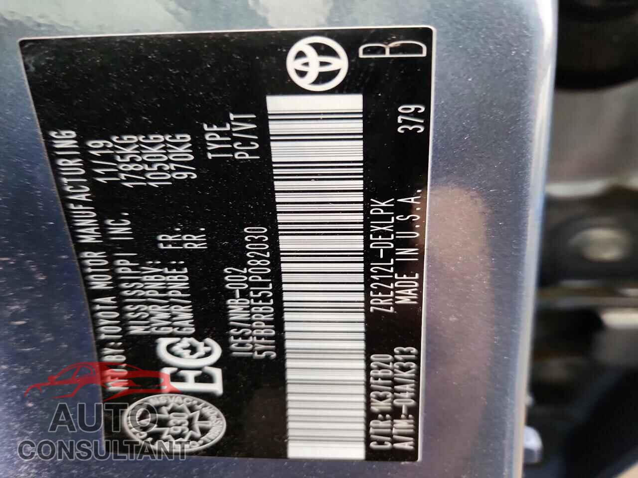 TOYOTA COROLLA 2020 - 5YFBPRBE5LP082030