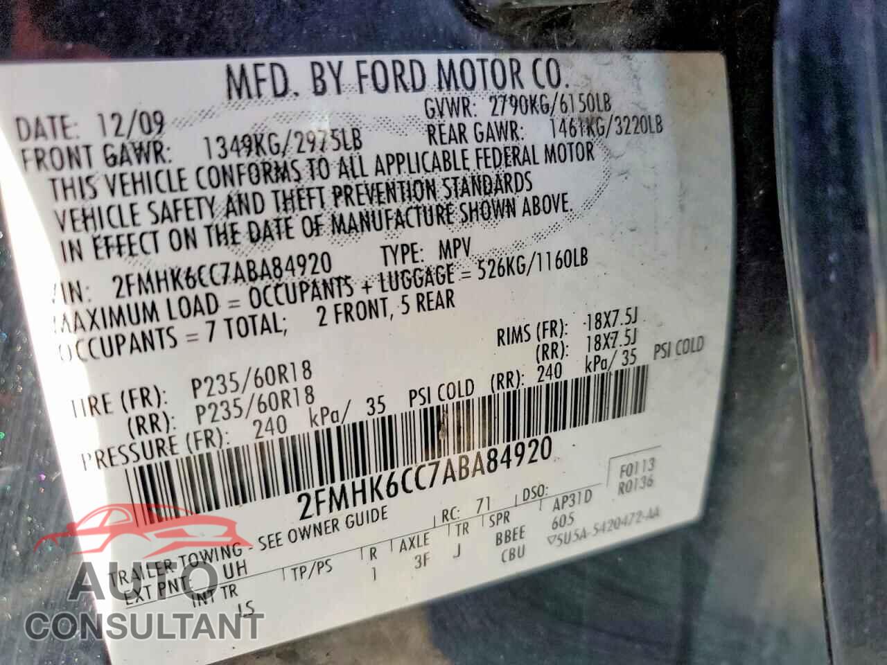 FORD FLEX 2010 - 2FMHK6CC7ABA84920