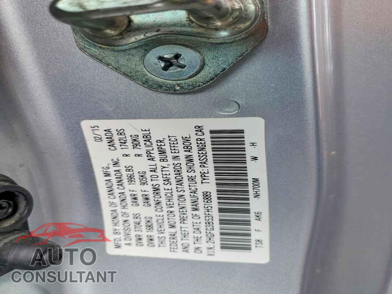 HONDA CIVIC 2015 - 2HGFG3B53FH516889
