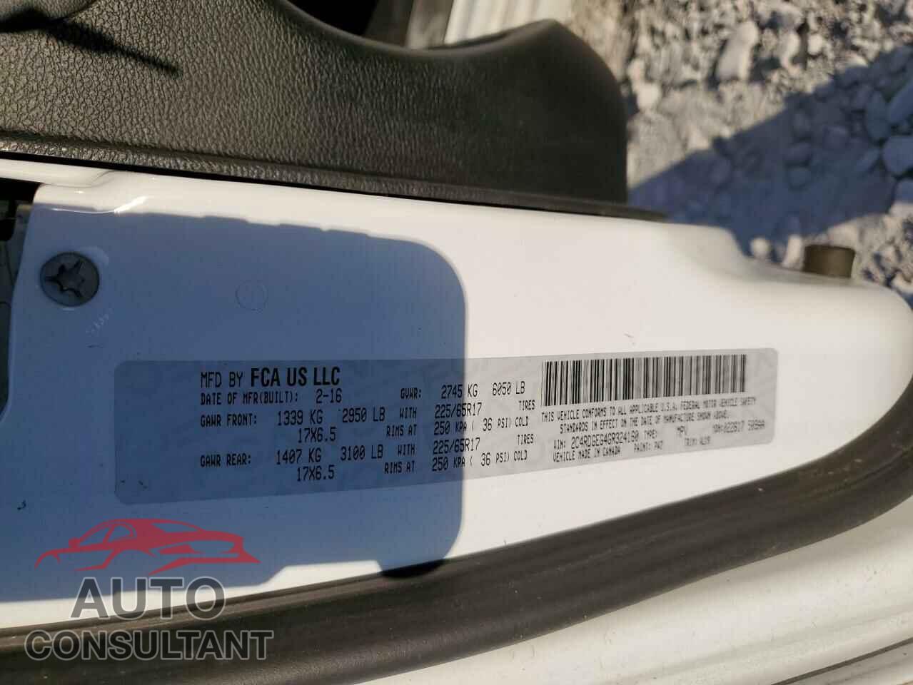 DODGE CARAVAN 2016 - 2C4RDGEG4GR324160