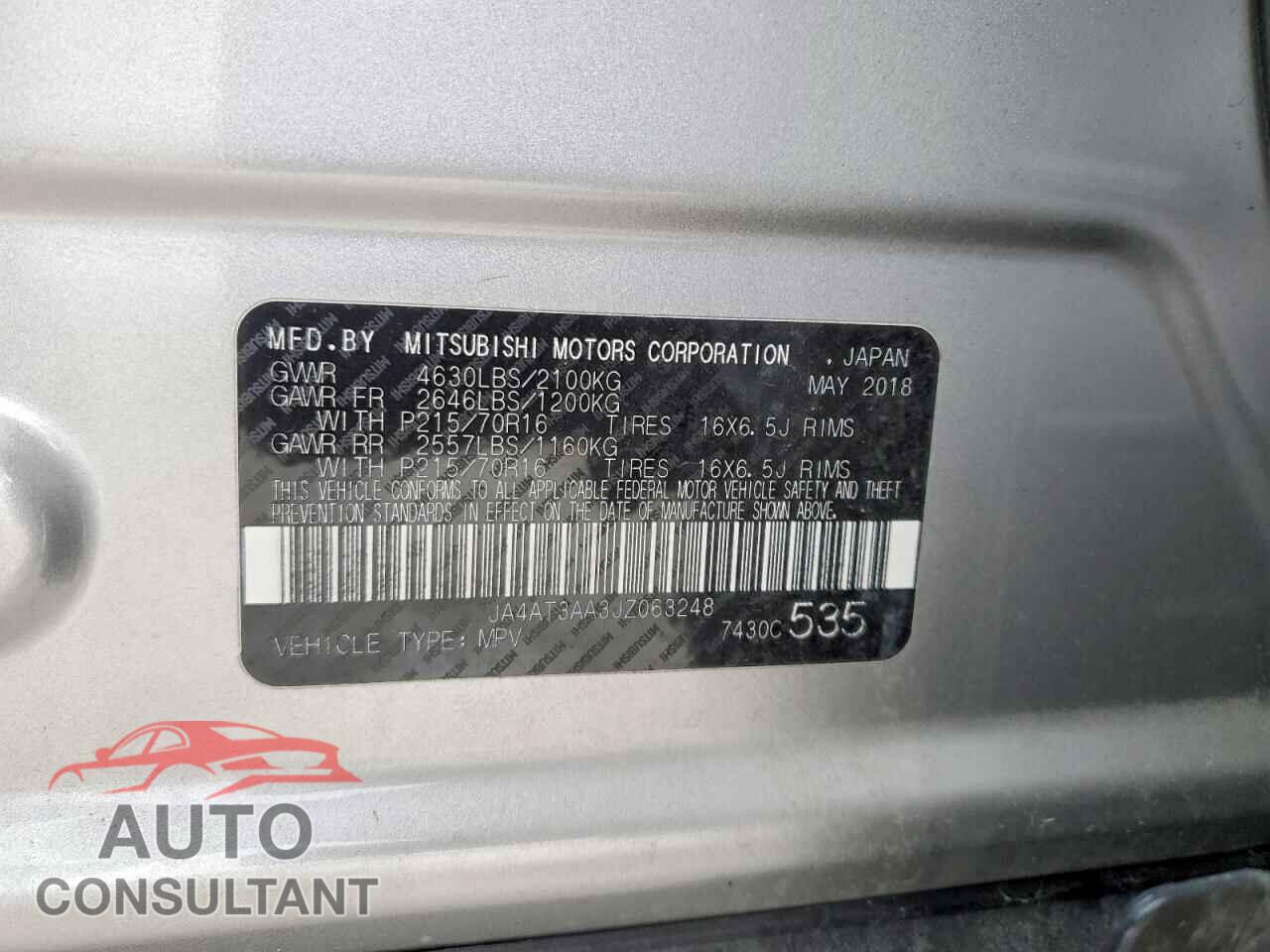 MITSUBISHI ECLIPSE 2018 - JA4AT3AA3JZ063248