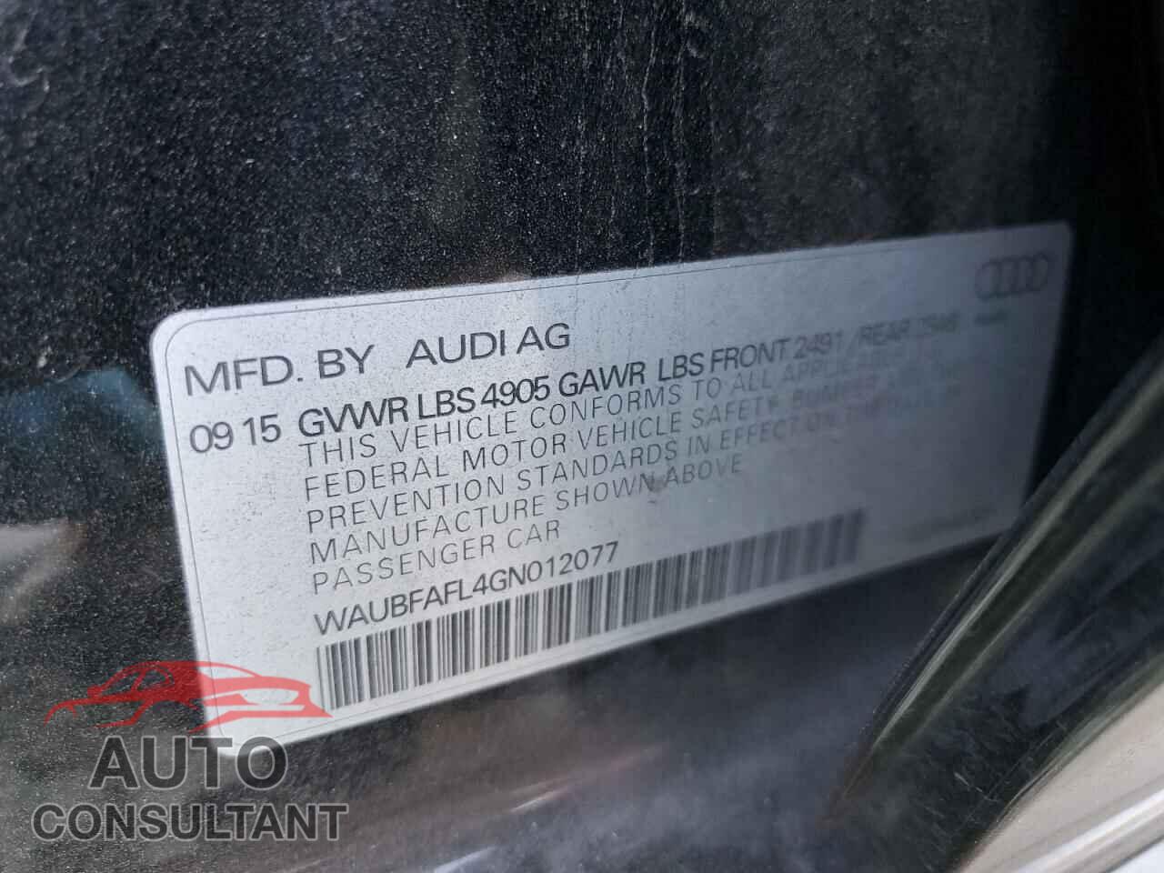 AUDI A4 2016 - WAUBFAFL4GN012077