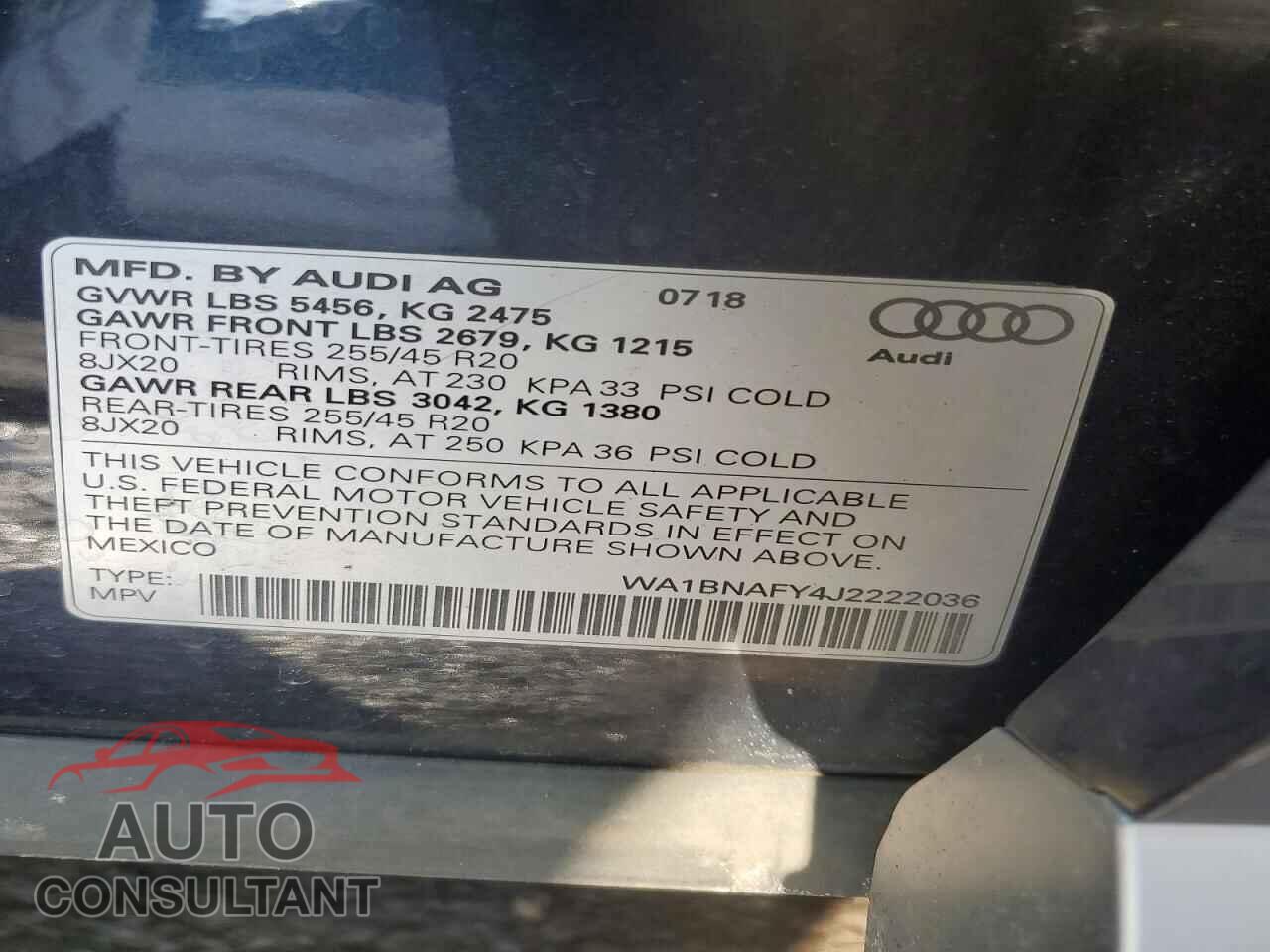 AUDI Q5 2018 - WA1BNAFY4J2222036