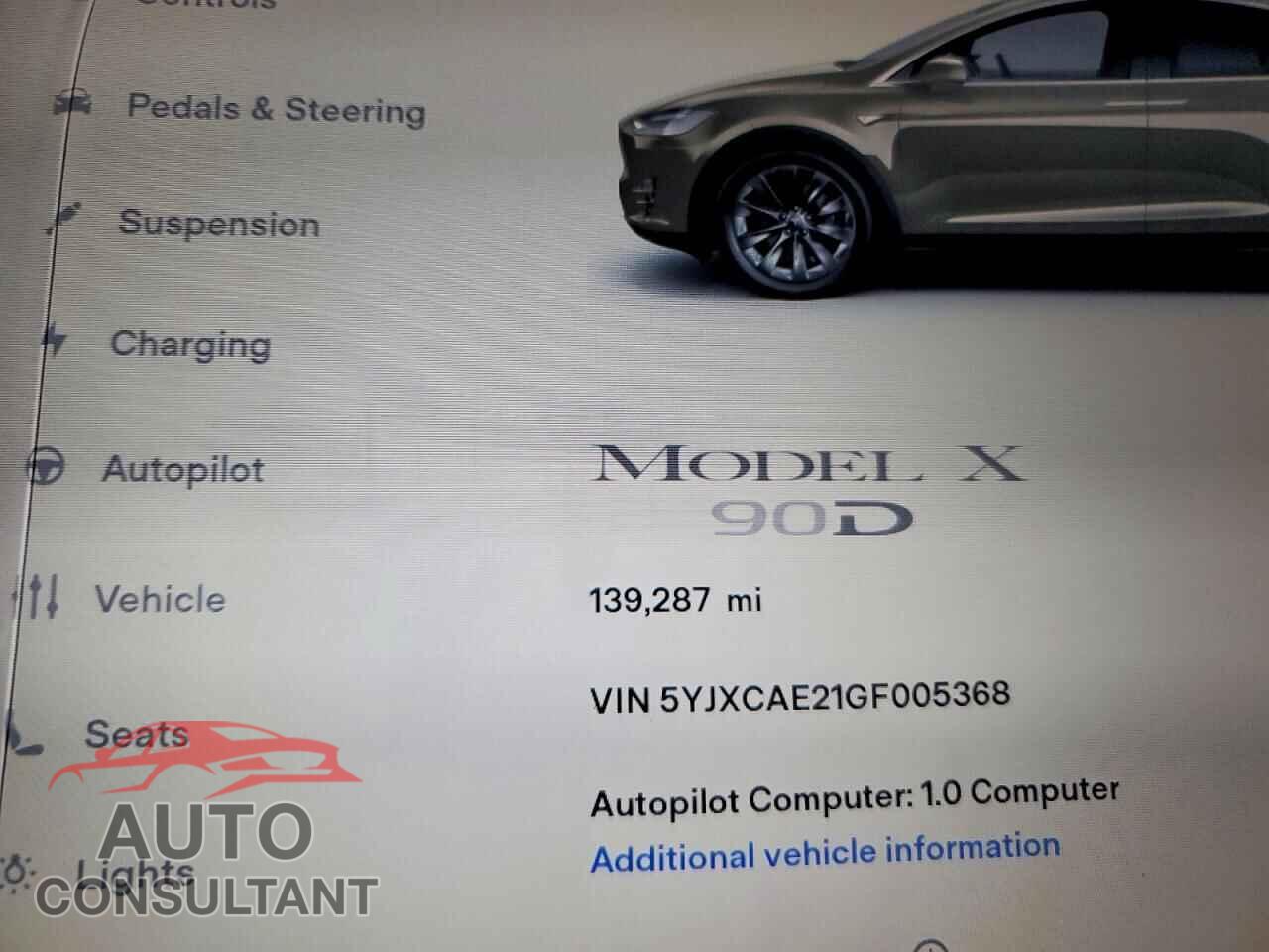 TESLA MODEL X 2016 - 5YJXCAE21GF005368