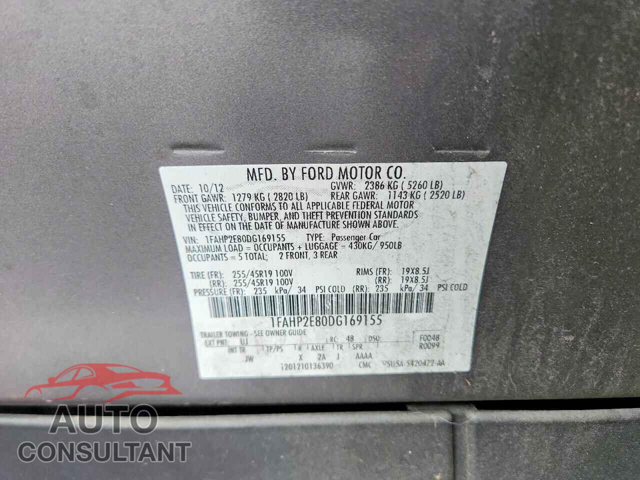 FORD TAURUS 2013 - 1FAHP2E80DG169155