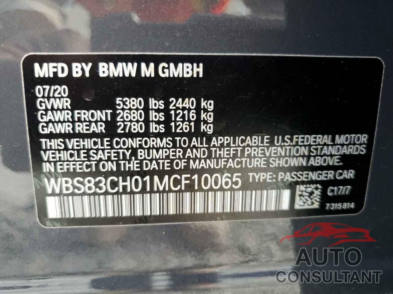 BMW M5 2021 - WBS83CH01MCF10065