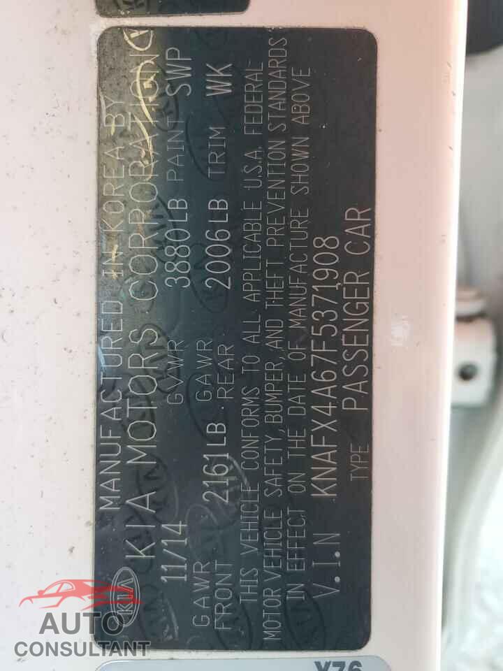 KIA FORTE 2015 - KNAFX4A67F5371908