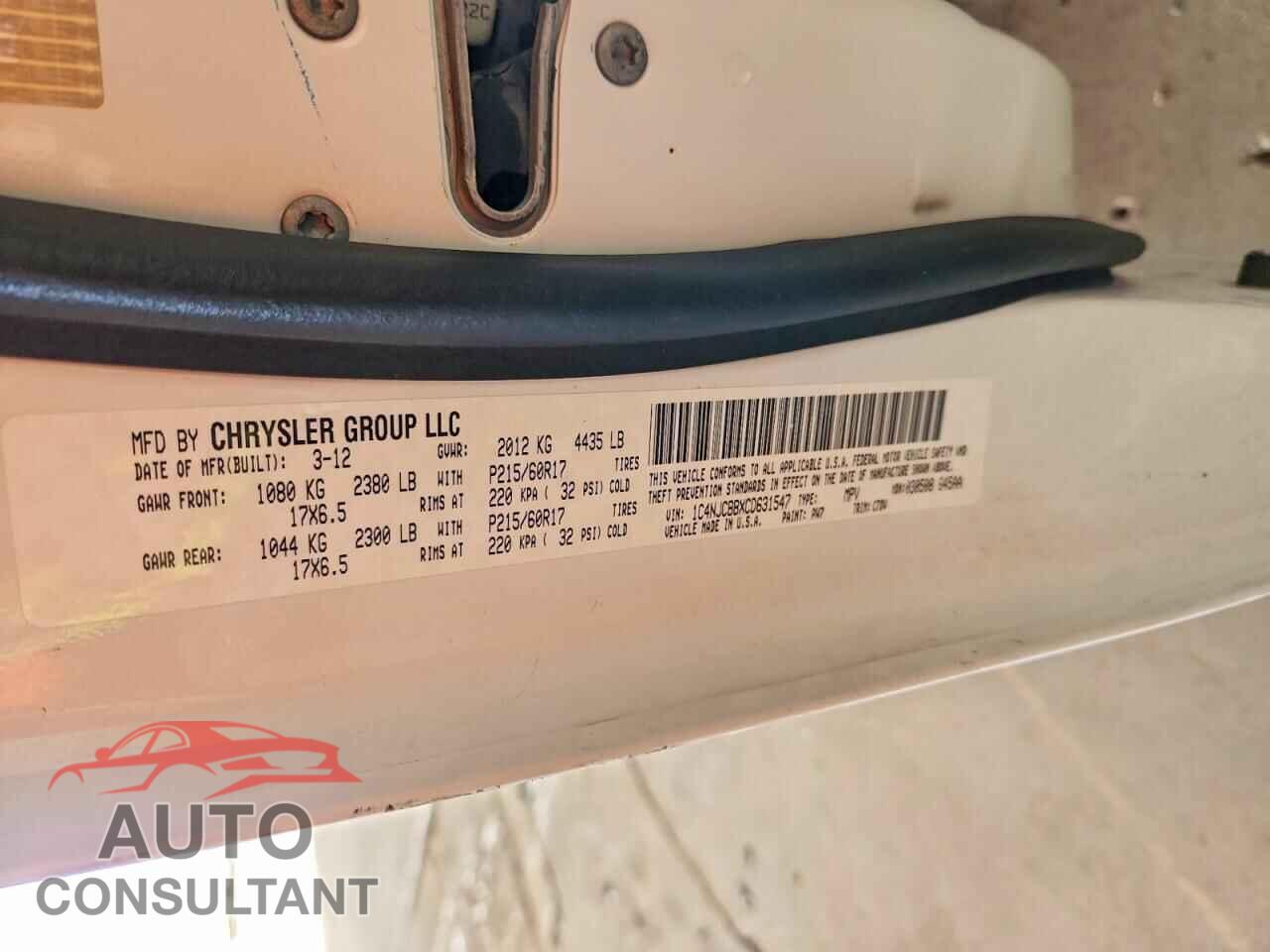 JEEP COMPASS 2012 - 1C4NJCBBXCD631547