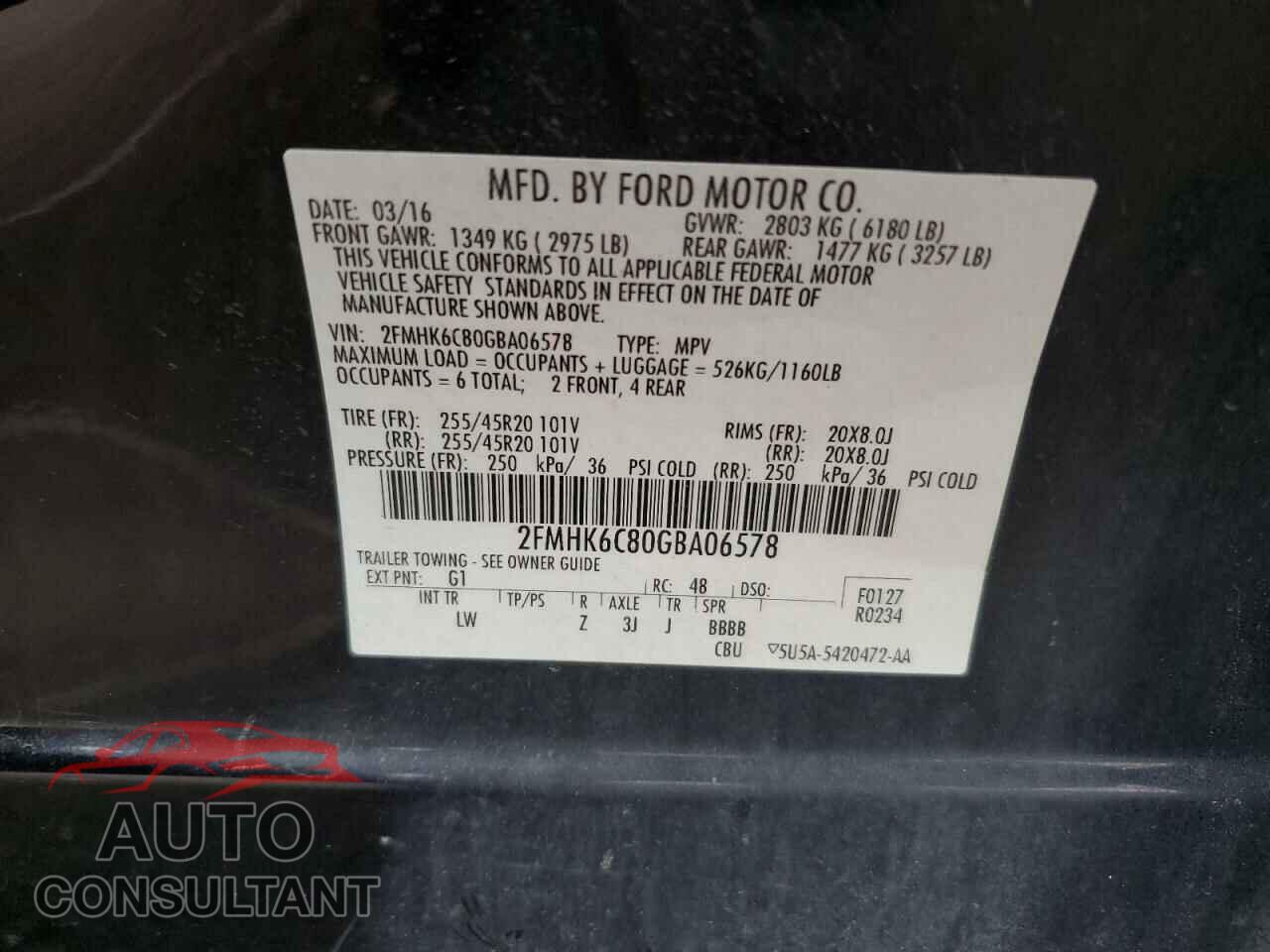 FORD FLEX 2016 - 2FMHK6C80GBA06578
