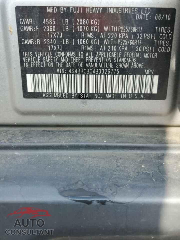 SUBARU OUTBACK 2011 - 4S4BRCBC4B3326775