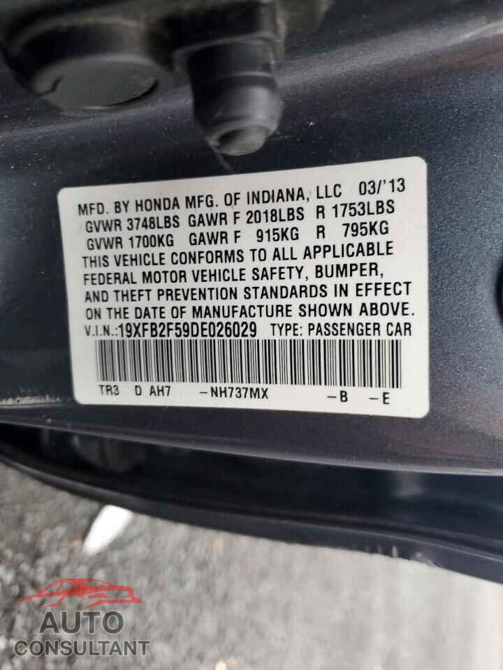 HONDA CIVIC 2013 - 19XFB2F59DE026029