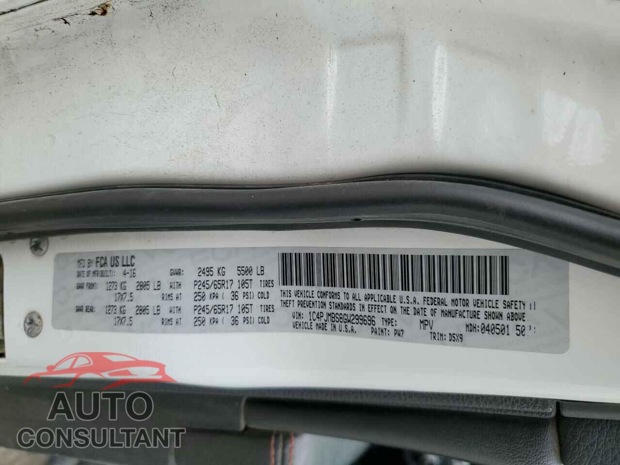 JEEP CHEROKEE 2016 - 1C4PJMBS8GW299696