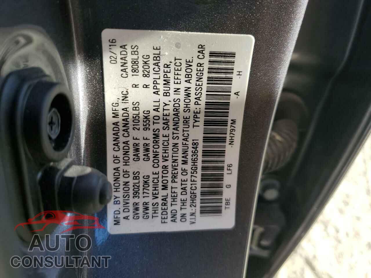HONDA CIVIC 2016 - 2HGFC1F75GH636481