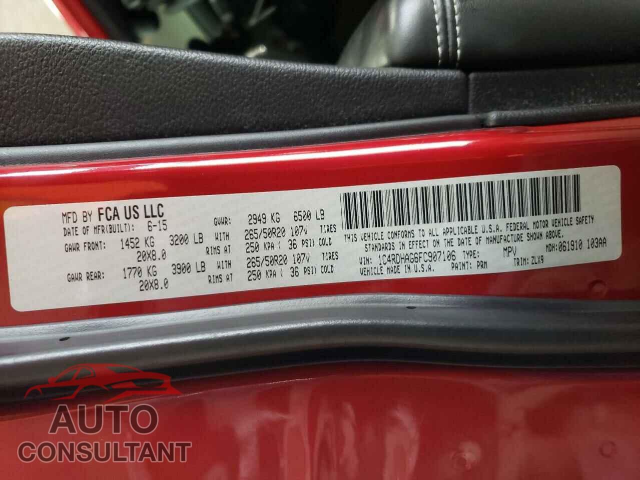 DODGE DURANGO 2015 - 1C4RDHAG6FC907106