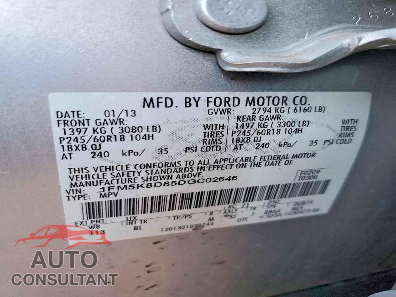 FORD EXPLORER 2013 - 1FM5K8D85DGC02646