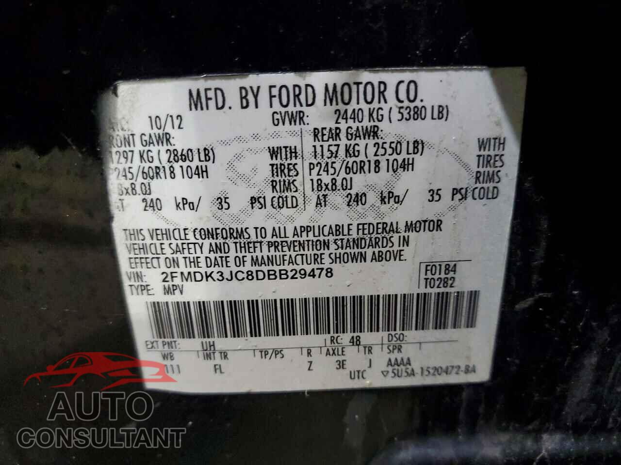 FORD EDGE 2013 - 2FMDK3JC8DBB29478