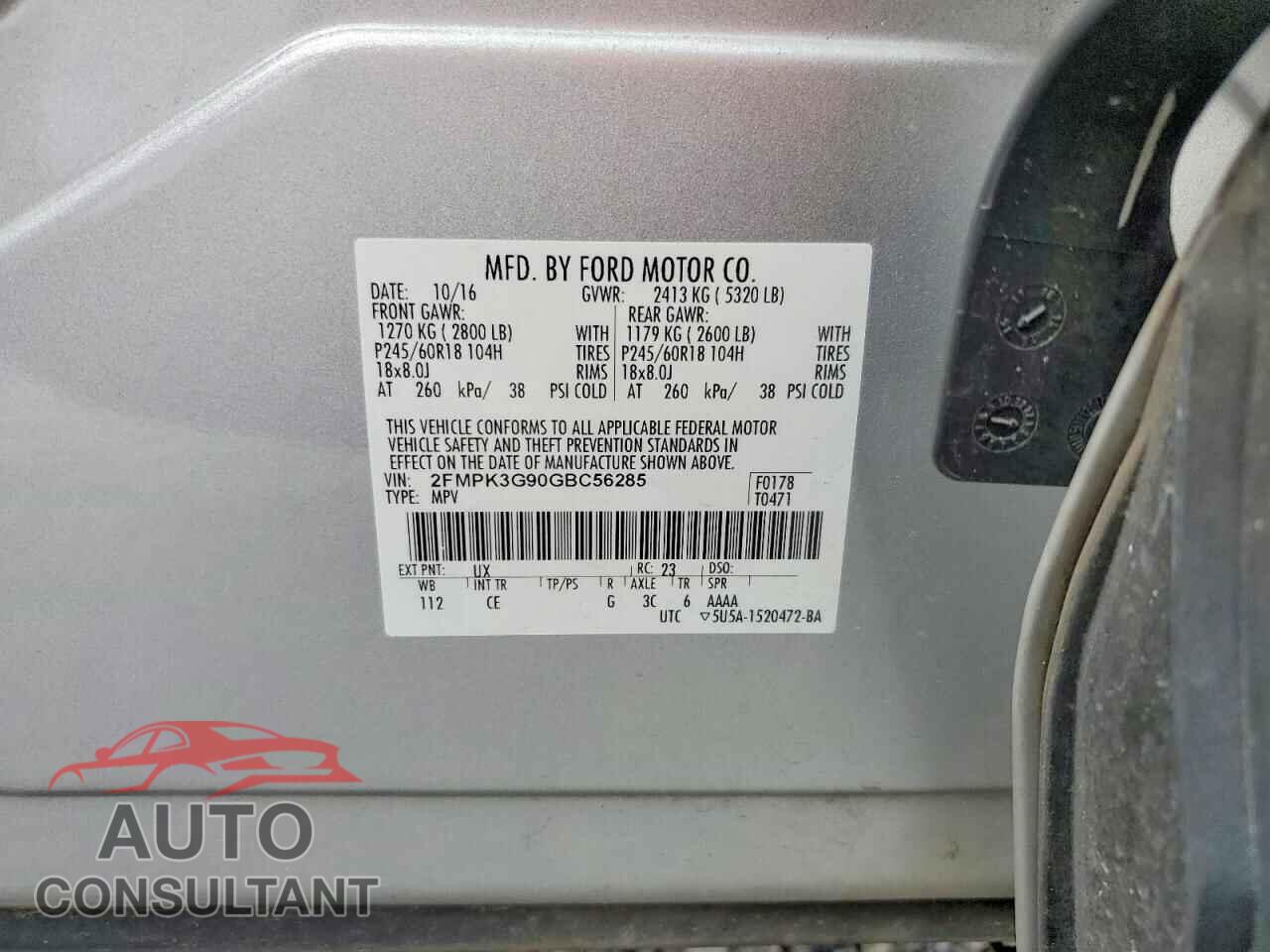 FORD EDGE 2016 - 2FMPK3G90GBC56285