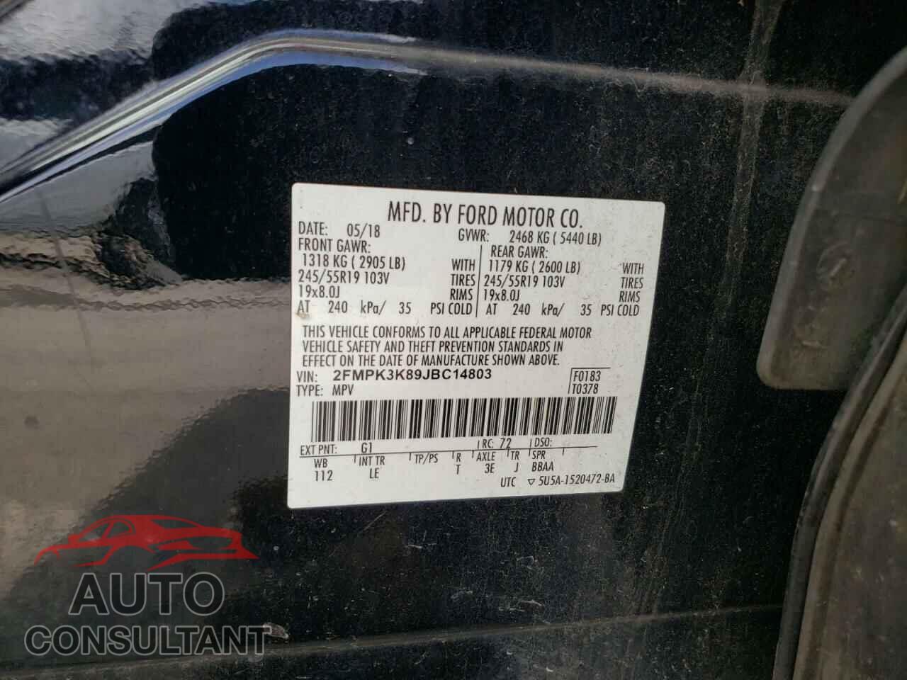 FORD EDGE 2018 - 2FMPK3K89JBC14803
