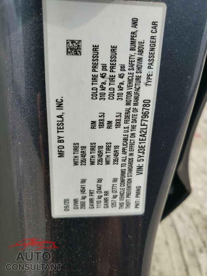TESLA MODEL 3 2020 - 5YJ3E1EA2LF796780