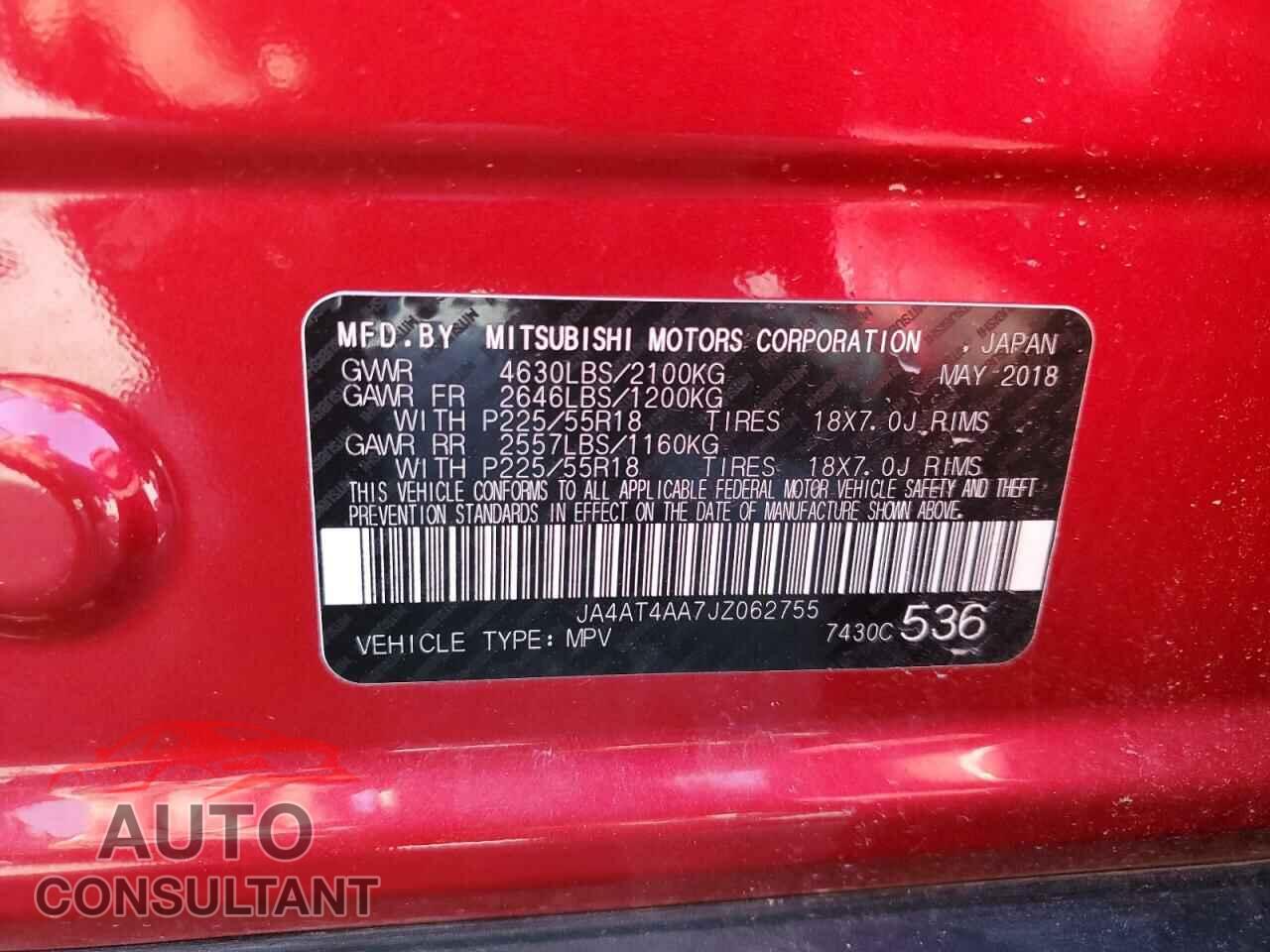 MITSUBISHI ECLIPSE 2018 - JA4AT4AA7JZ062755